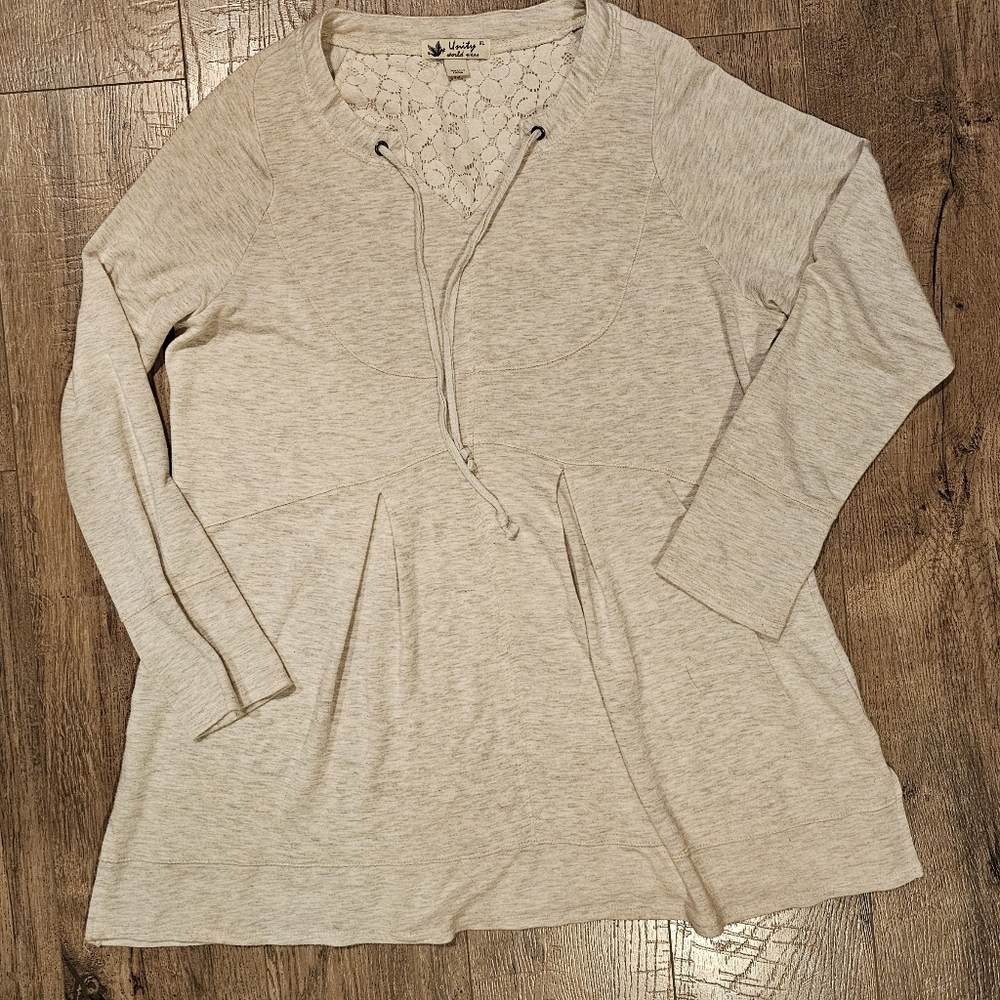 Unity World Wear Cream French Terry Tunic Size XL